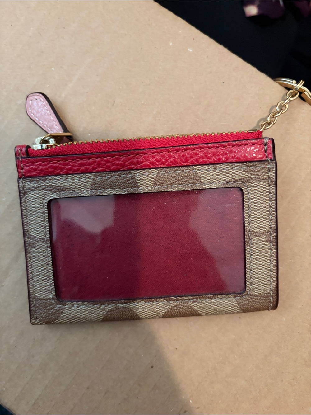 Coach hot pink/canvas card holder - Picture 2 of 4
